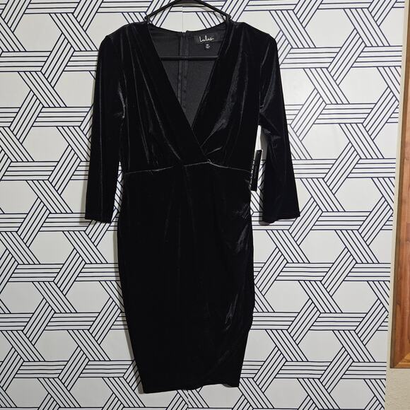 NWT Womens Lulus Body Con Anything For You Black Velvet Dress - Picture 1 of 5
